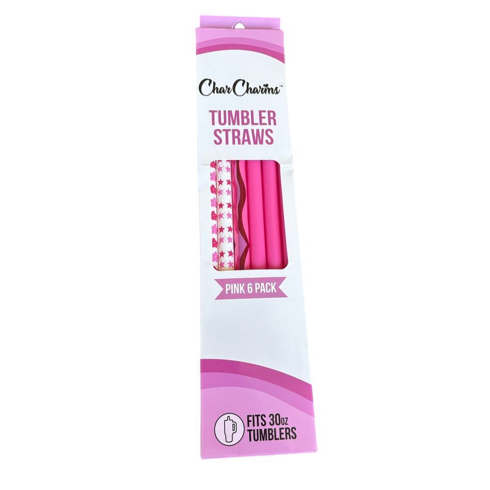CharCharms 30 oz.‎ Straw 6-Pack pink